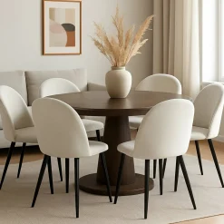 Set di 6 sedie moderne imbottite in velluto panna - Achito