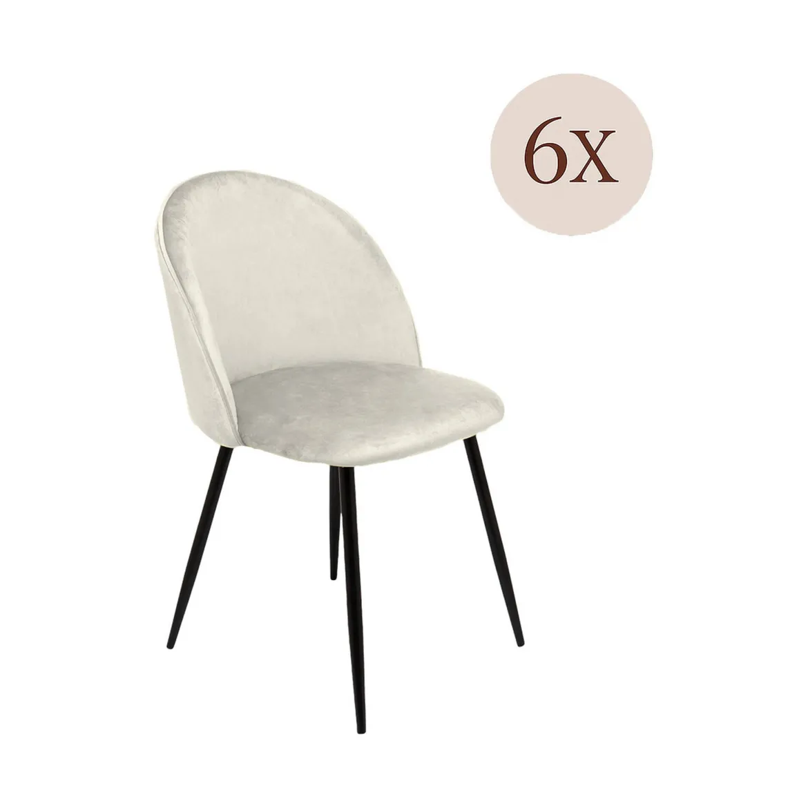 Set di 6 sedie moderne imbottite in velluto panna - Achito