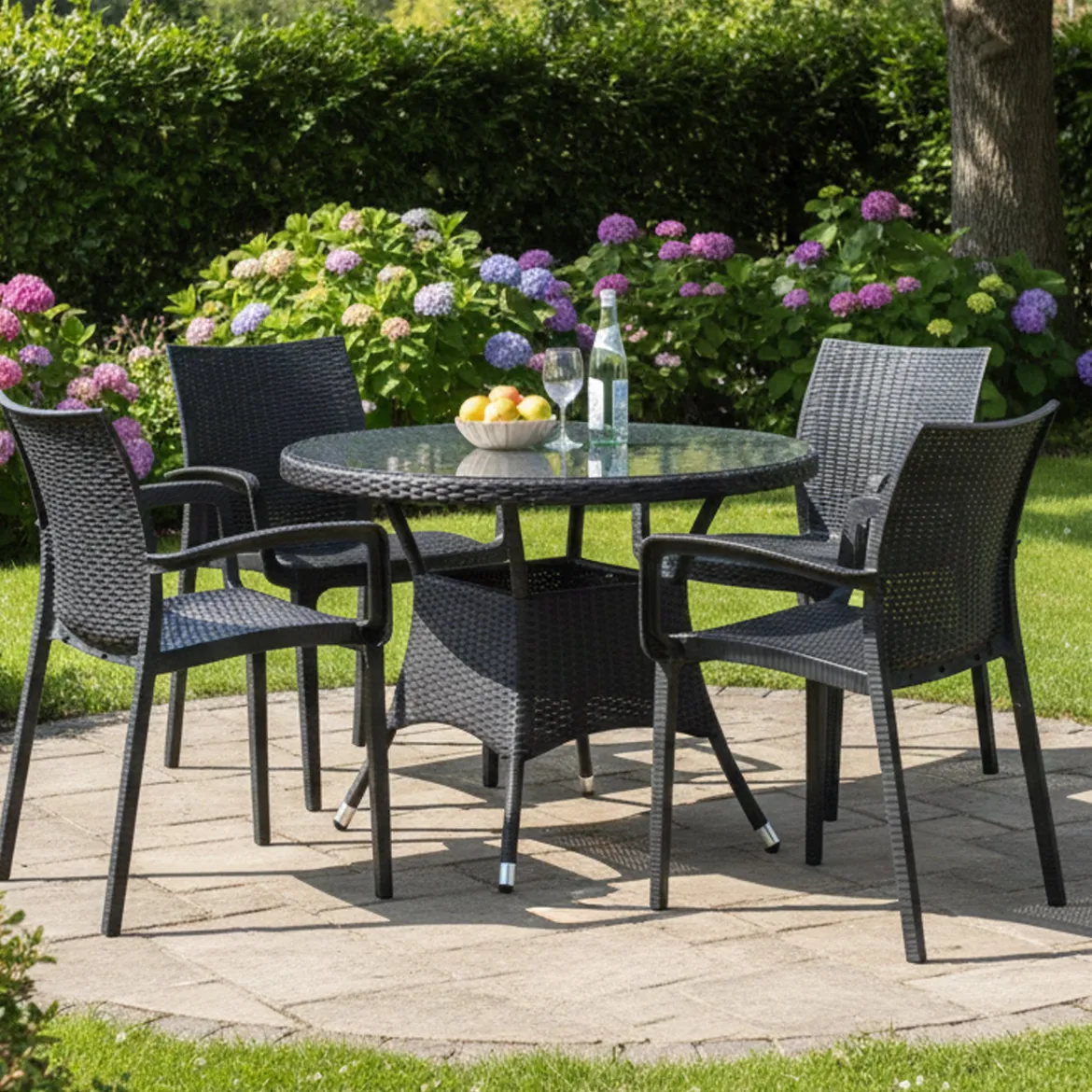 Set di Sedie Nero Antracite 4 Sedie Impilabile, Made in Italy - Buono