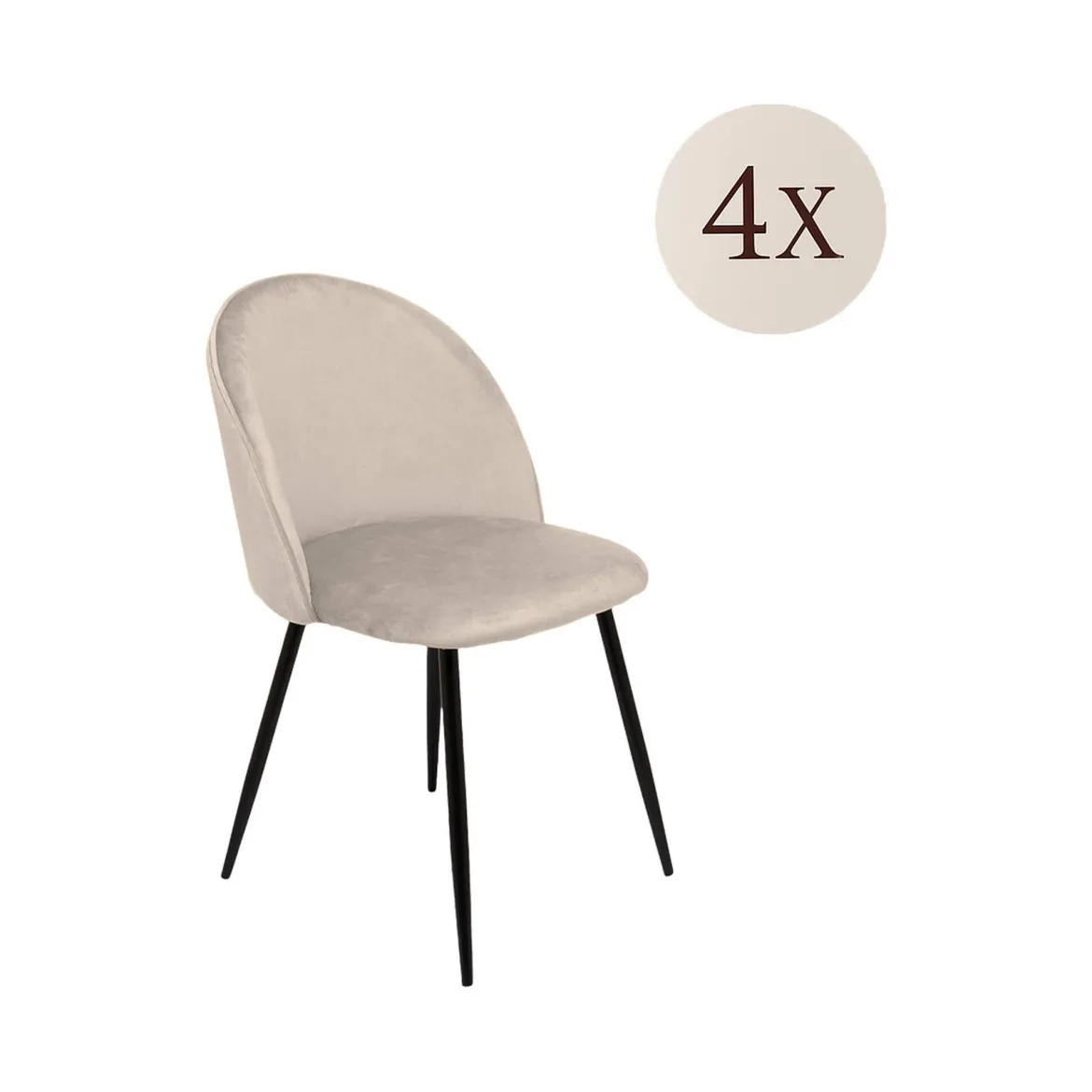 Set di 4 sedie soggiorno imbottite in velluto grigio chiaro - Achito