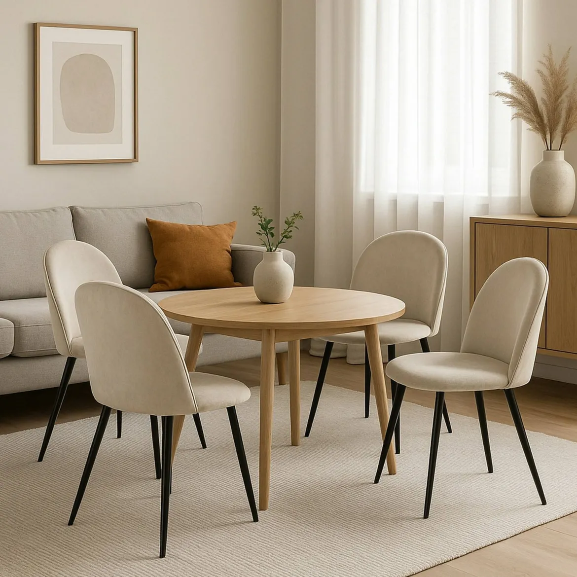 Set di 4 sedie soggiorno imbottite in velluto grigio chiaro - Achito