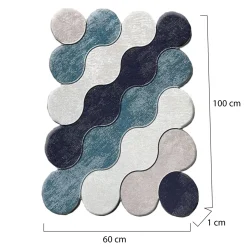 Set di 2 tappeti da bagno Anderson, 100x60 cm, Blu e Bianco