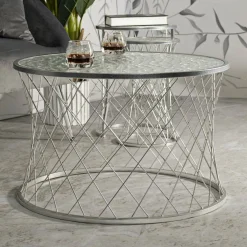 Set di 4 tavolini da salotto Cabiaglio, 70x70 h55 cm, Argento