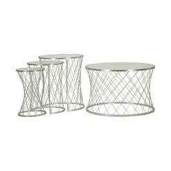 Set di 4 tavolini da salotto Cabiaglio, 70x70 h55 cm, Argento