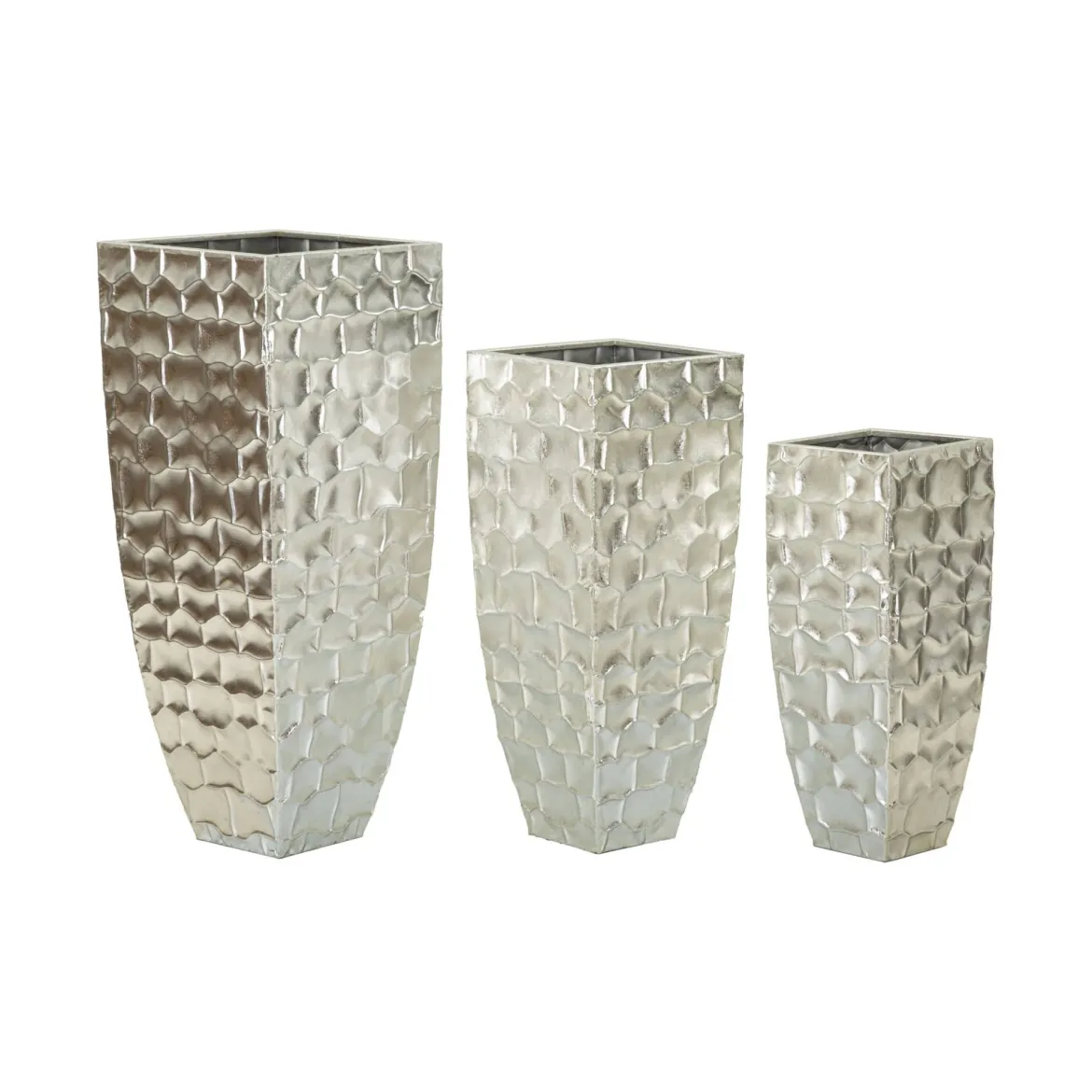 Set di 3 vasi Cavatore, 38x38 h91 cm, Argento