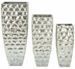 Set di 3 vasi Cavatore, 38x38 h91 cm, Argento