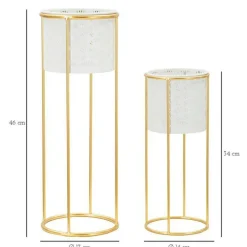 Set di 2 vasi Dore, 17x17 h46 cm, Bianco e Oro