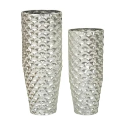 Set di 2 vasi Premezzo, 37x37 h92 cm, Argento