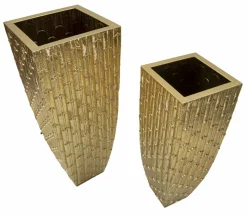 Set di 2 vasi Tirreni, 40x40 h99 cm, Oro