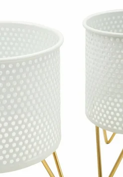 Set di 2 vasi Vif, 16x16 h20 cm, Bianco e Oro