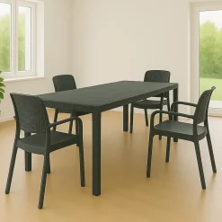 Set giardino tavolo estensibile10 posti e 4 sedie antracite - Cortanze