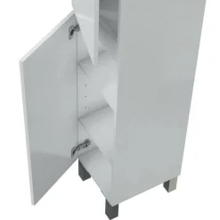Set Mobili Bagno Bianco Lucido Specchio Incluso 2 Cassetti, 2 Ripiani - Gaiola
