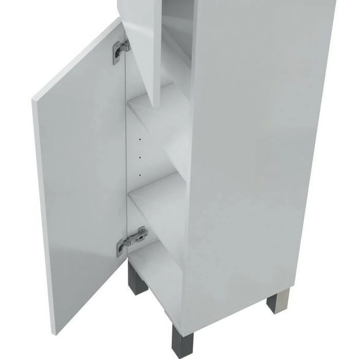 Set Mobili Bagno Bianco Lucido Specchio Incluso 2 Cassetti, 2 Ripiani - Gaiola