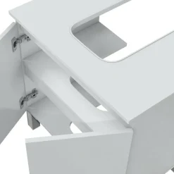 Set Mobili Bagno Bianco Lucido Specchio Incluso 2 Cassetti, 2 Ripiani - Gaiola