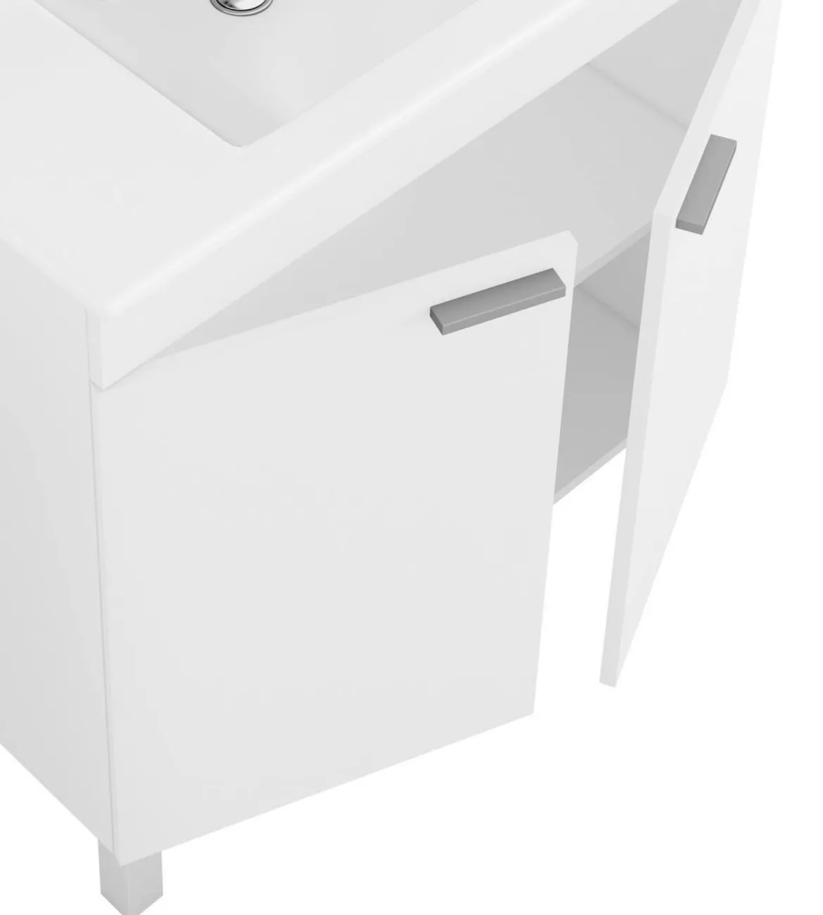 Set Mobili Bagno Bianco Lucido Specchio Incluso 2 Ripiani, 4 Ante - Dossena