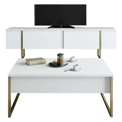 Set Mobili da Soggiorno Bianco oro Modulabile Apertura a Ribalta, 2 Vani - Mornasco