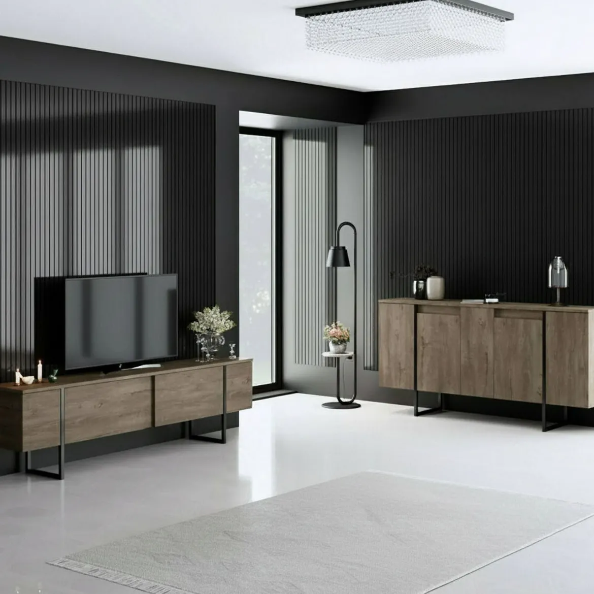 Set Mobili da Soggiorno Marrone Noce oro Modulabile 2 Ante, 2 Vani - Mornasco