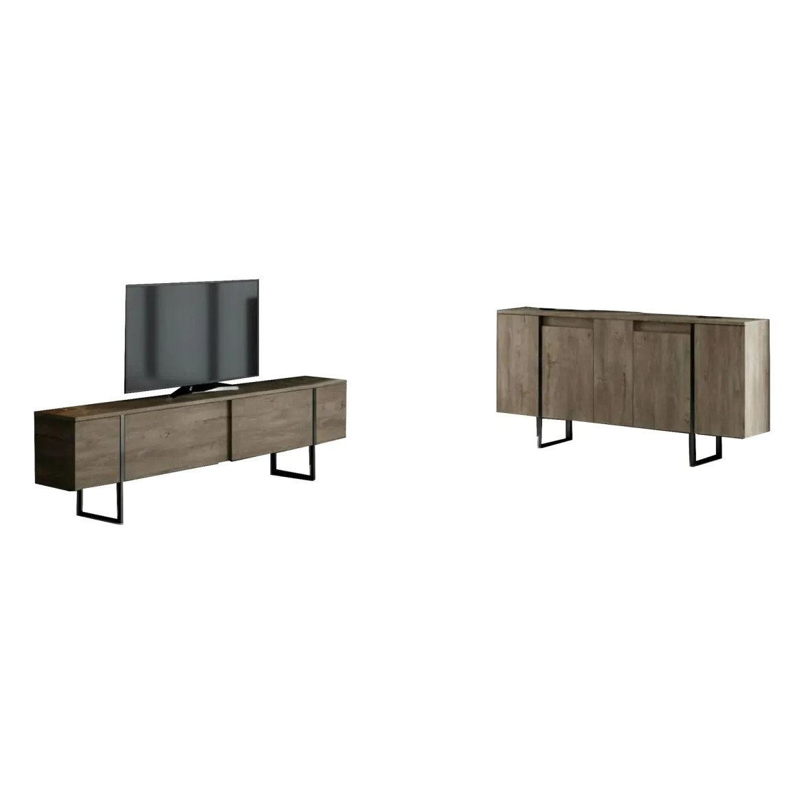 Set Mobili da Soggiorno Marrone Noce oro Modulabile 2 Ante, 2 Vani - Mornasco