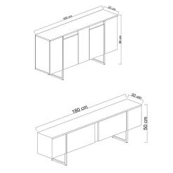 Set Mobili da Soggiorno Marrone Noce oro Modulabile 2 Ante, 2 Vani - Mornasco