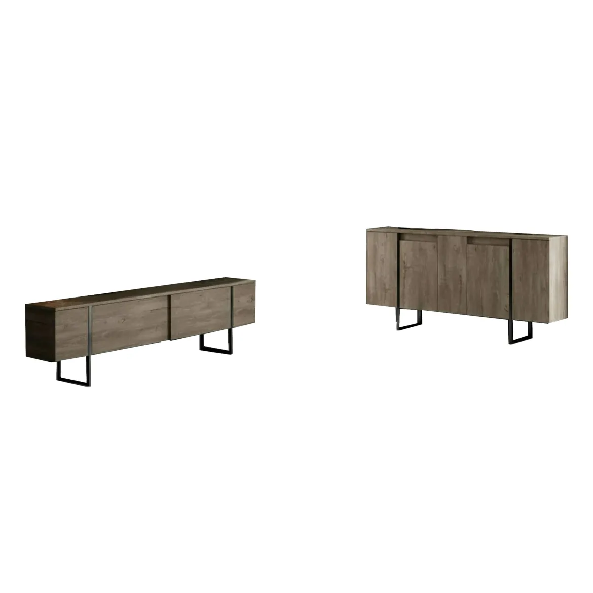 Set Mobili da Soggiorno Marrone Noce oro Modulabile 2 Ante, 2 Vani - Mornasco