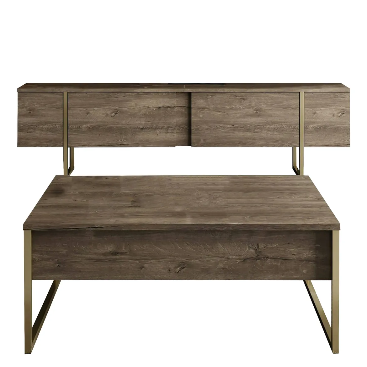 Set Mobili da Soggiorno Marrone Noce oro Modulabile 2 Ante, 2 Vani - Mornasco