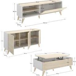 Set Mobili da Soggiorno Marrone Rovere Bianco Cassetti Modulabile, 5 Ripiani - Sutter