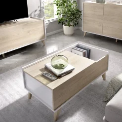 Set Mobili da Soggiorno Marrone Rovere Bianco Cassetti Modulabile, 5 Ripiani - Sutter