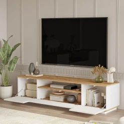 Set Mobili da Soggiorno Marrone Rovere Nodi Bianco Modulabile 11 Ripiani, 11 Ante - Stienta