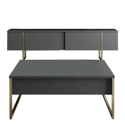 Set Mobili da Soggiorno Nero Antracite oro Modulabile 2 Ante, 2 Vani - Mornasco