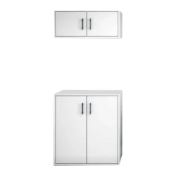 Set Mobili per Lavanderia Bianco 2 Vani Apertura Battente, 4 Ante - Masino