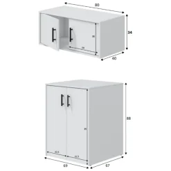 Set Mobili per Lavanderia Bianco 2 Vani Apertura Battente, 4 Ante - Masino