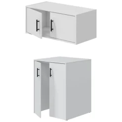 Set Mobili per Lavanderia Bianco 2 Vani Apertura Battente, 4 Ante - Masino