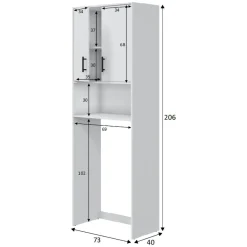 Set Mobili per Lavanderia Bianco 4 Ripiani 7 Vani, Apertura Battente - Ornago