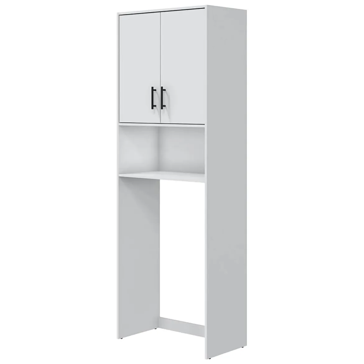 Set Mobili per Lavanderia Bianco 4 Ripiani 7 Vani, Apertura Battente - Ornago