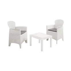 Set salotto cortile economico 2 posti e 1 tavolo bianco - Aneta
