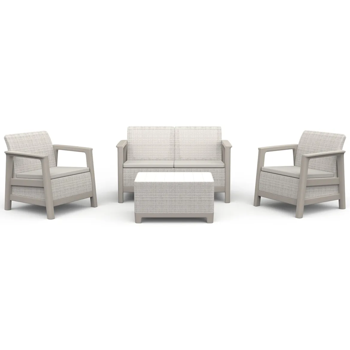 Set Salotto da Esterno Beige 4 Posti un Tavolino, Resistente ai Raggi uv Impermeabile - Grafton