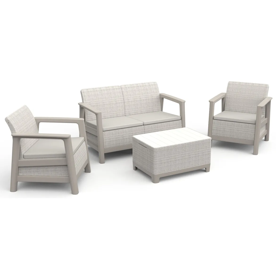 Set Salotto da Esterno Beige 4 Posti un Tavolino, Resistente ai Raggi uv Impermeabile - Grafton