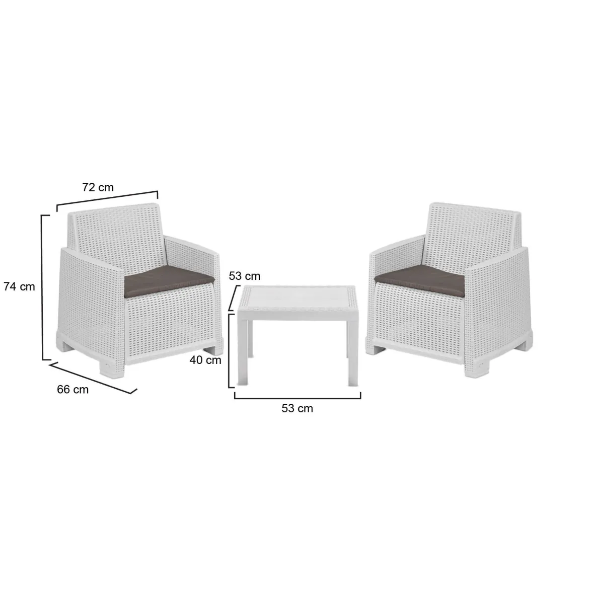Set Salotto da Esterno Bianco 2 Posti un Tavolino, Cuscini Inclusi - Rosta