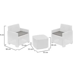 Set Salotto da Esterno Bianco 2 Posti un Tavolino, Made in Italy - Ari