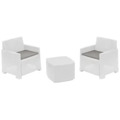 Set Salotto da Esterno Bianco 2 Posti un Tavolino, Made in Italy - Ari