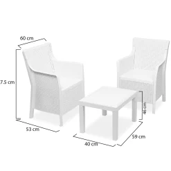Set Salotto da Esterno Bianco 2 Posti un Tavolino, Made in Italy - Cassville
