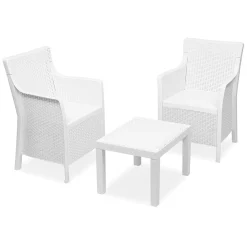 Set Salotto da Esterno Bianco 2 Posti un Tavolino, Made in Italy - Cassville