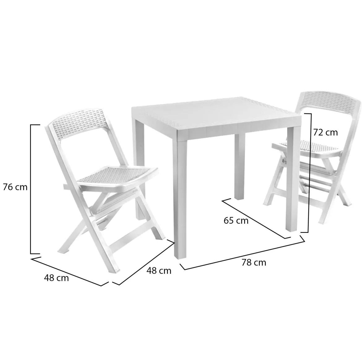 Set Salotto da Esterno Bianco 2 Posti un Tavolino, Made in Italy - Floritan