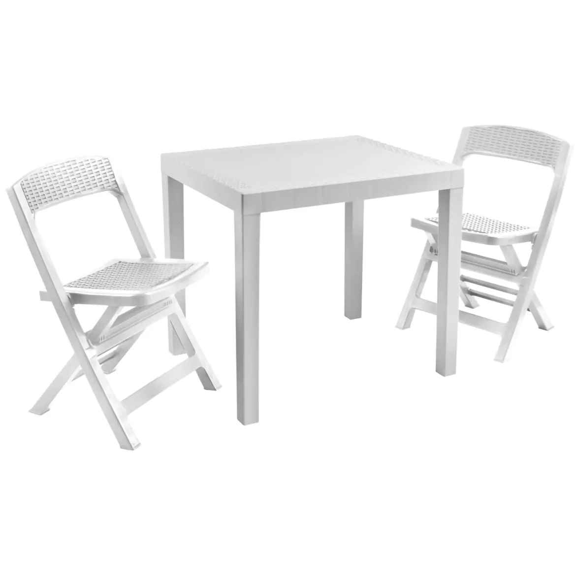 Set Salotto da Esterno Bianco 2 Posti un Tavolino, Made in Italy - Floritan