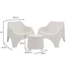 Set Salotto da Esterno Bianco 2 Posti un Tavolino, Tavolo Tavolino - Cormons