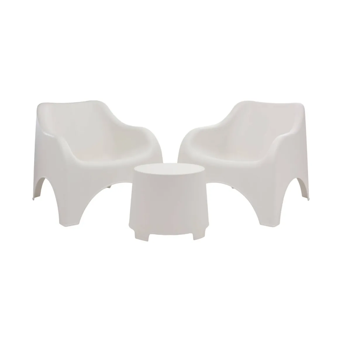 Set Salotto da Esterno Bianco 2 Posti un Tavolino, Tavolo Tavolino - Cormons