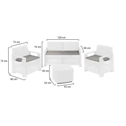 Set Salotto da Esterno Bianco 4 Posti un Tavolino, Impermeabile Idrorepellente - Alesandro