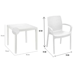 Set Salotto da Esterno Bianco 4 Posti un Tavolino, Made in Italy - Lasca