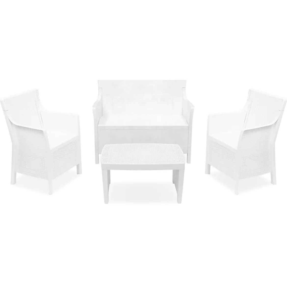 Set Salotto da Esterno Bianco 4 Posti un Tavolino, Made in Italy - Lasca