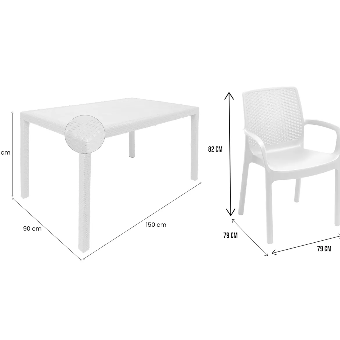 Set Salotto da Esterno Bianco Bianco 6 Posti 2 Tavolini, Beige Made in Italy - Curno